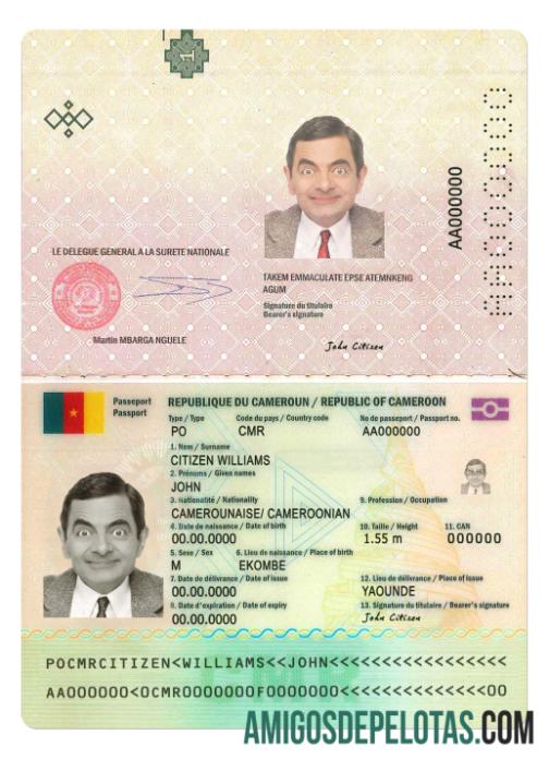 Passaporte Camarões 2021 Presente amostra